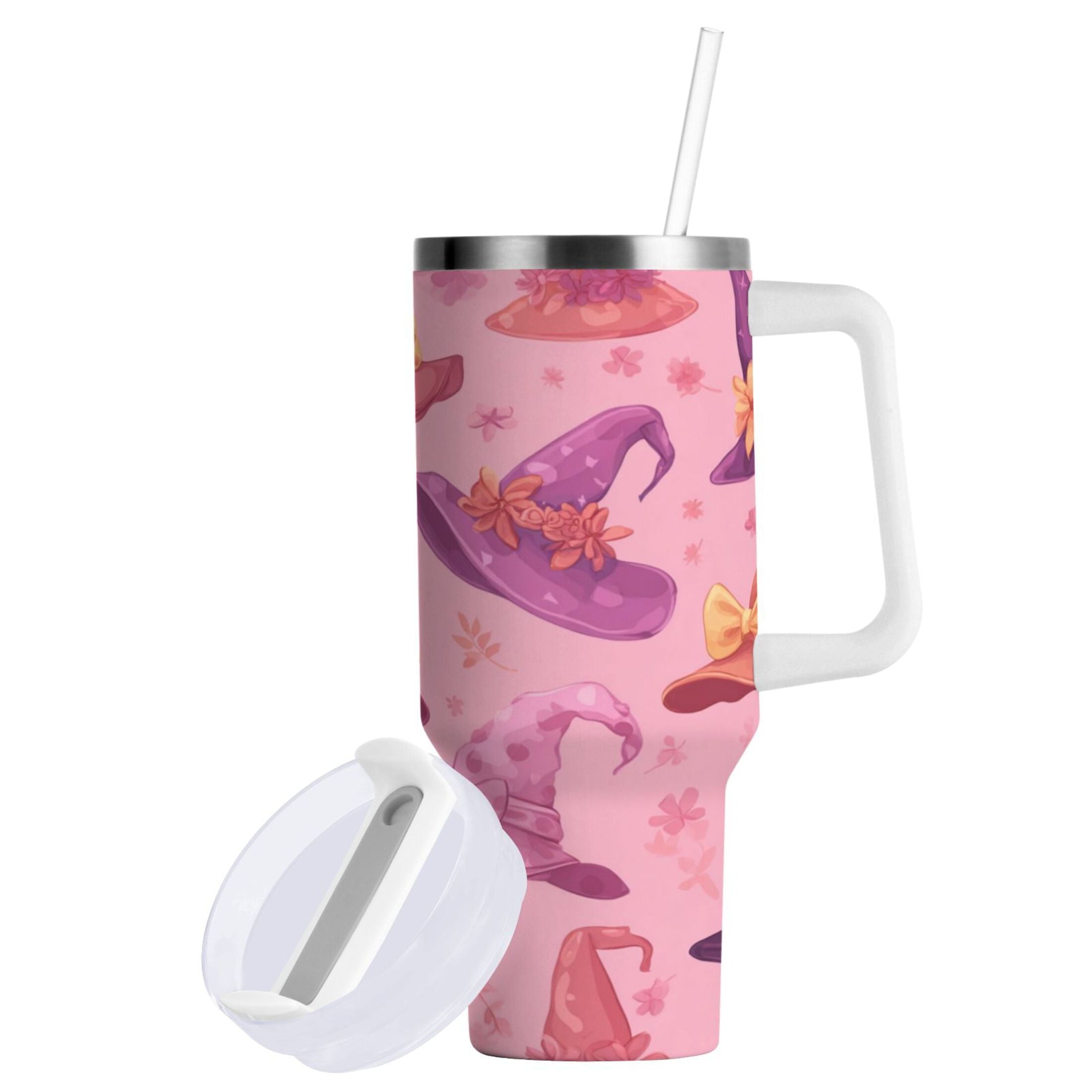 30 oz Insulated Stainless Steel Tumbler Double Wall Stainless Steel Tumbler with 2-Way Drinking Colorful Hat Pattern M543H