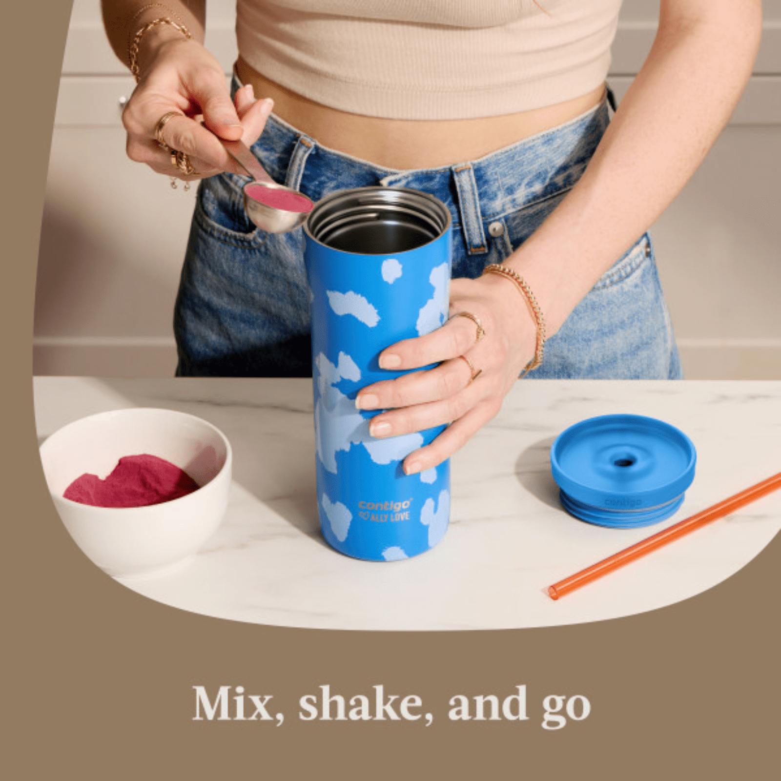 Contigo x Ally Love Streeterville 2.0 Stainless Steel Tumbler with Straw, 24 oz, Stellar Jay M112B