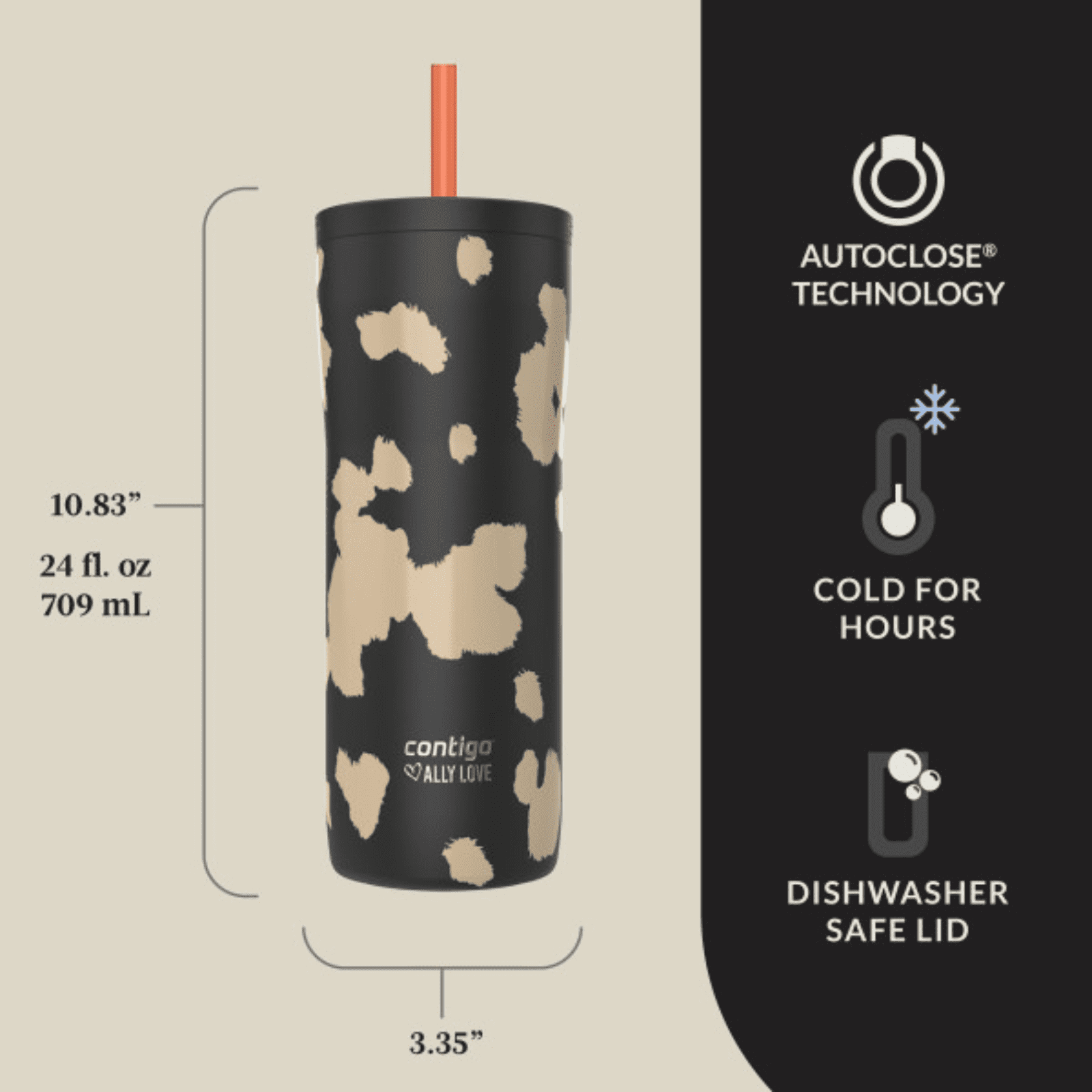 Contigo x Ally Love Streeterville 2.0 Stainless Steel Tumbler with Straw, 24 oz, Stellar Jay M112B