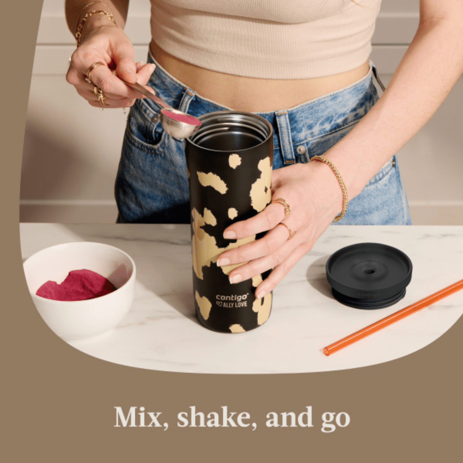 Contigo x Ally Love Streeterville 2.0 Stainless Steel Tumbler with Straw, 24 oz, Stellar Jay M112B
