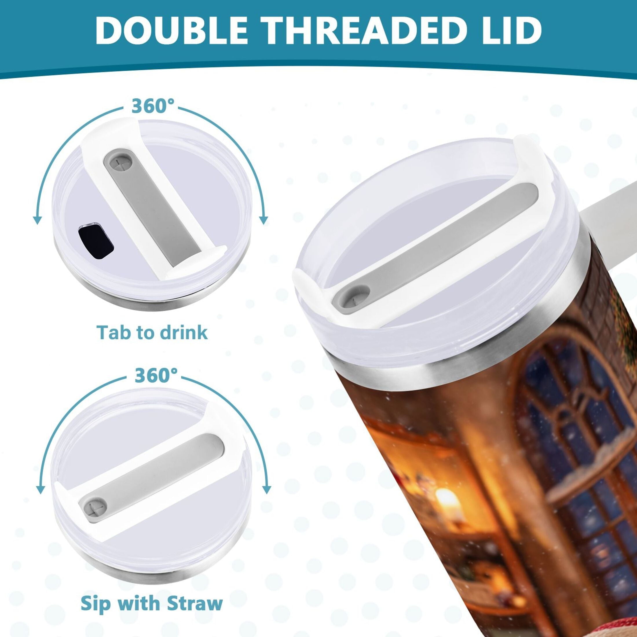 40 oz Insulated Stainless Steel Tumbler Double Wall Stainless Steel Tumbler with 2-Way Drinking Sitting Santa Claus M635Z