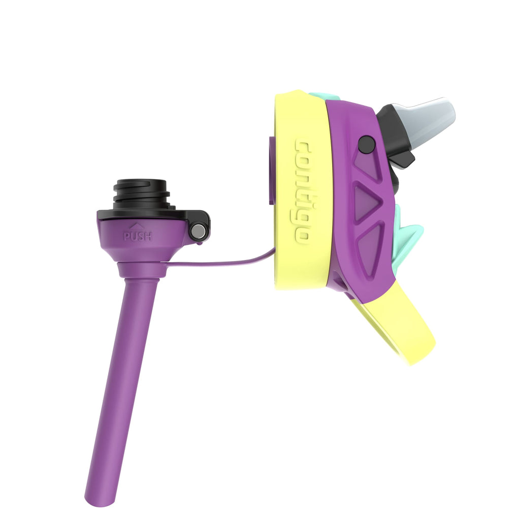 (4 pack) Contigo Kids Water Bottle with Redesigned AUTOSPOUT Straw, 14 oz, Grape Forest Haven M16S