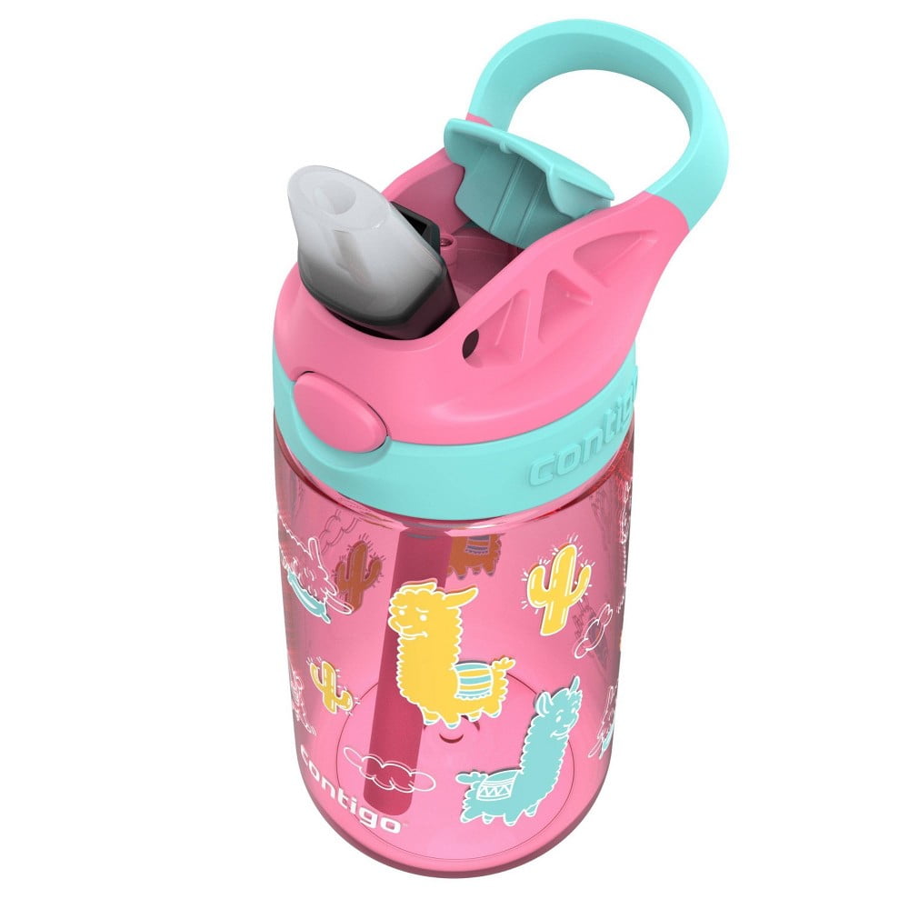 Contigo 14oz Kids' Water Bottle with Redesigned AutoSpout Straw Azalea Jade Vine with Llamas M26Q