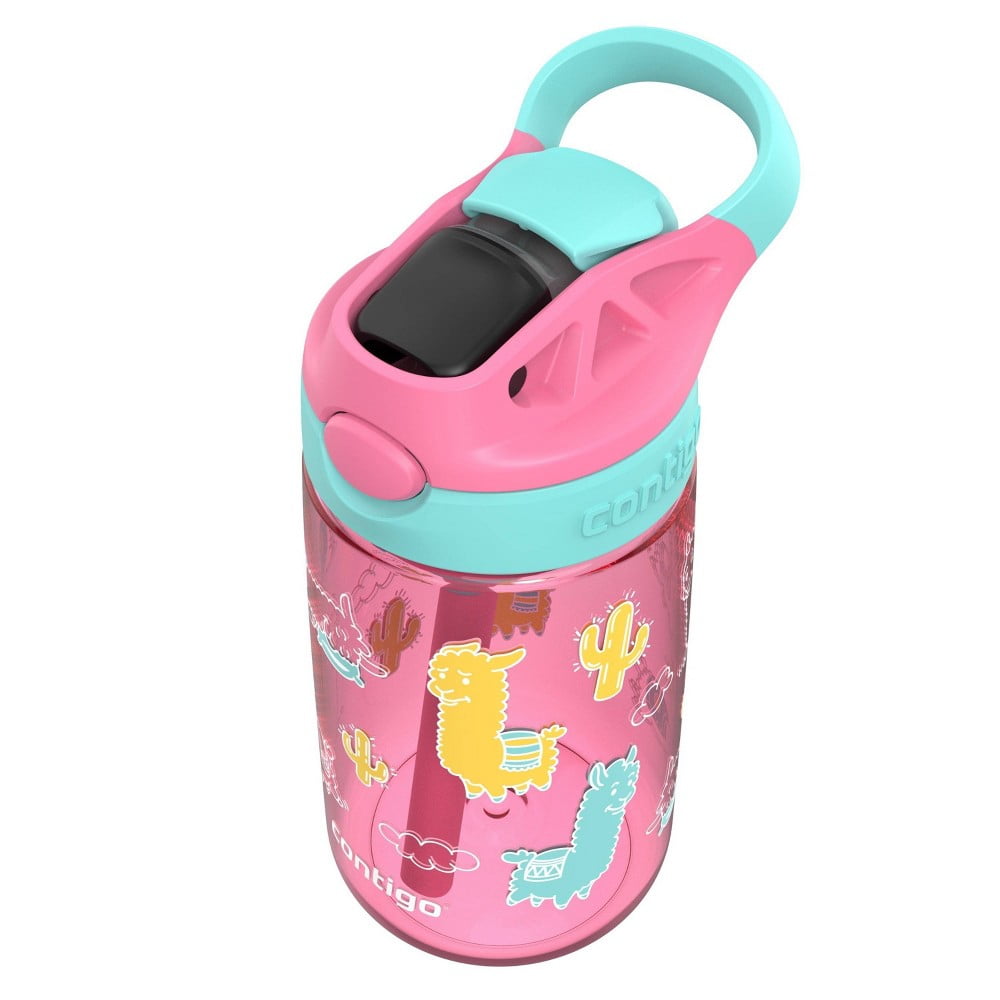Contigo 14oz Kids' Water Bottle with Redesigned AutoSpout Straw Azalea Jade Vine with Llamas M26Q