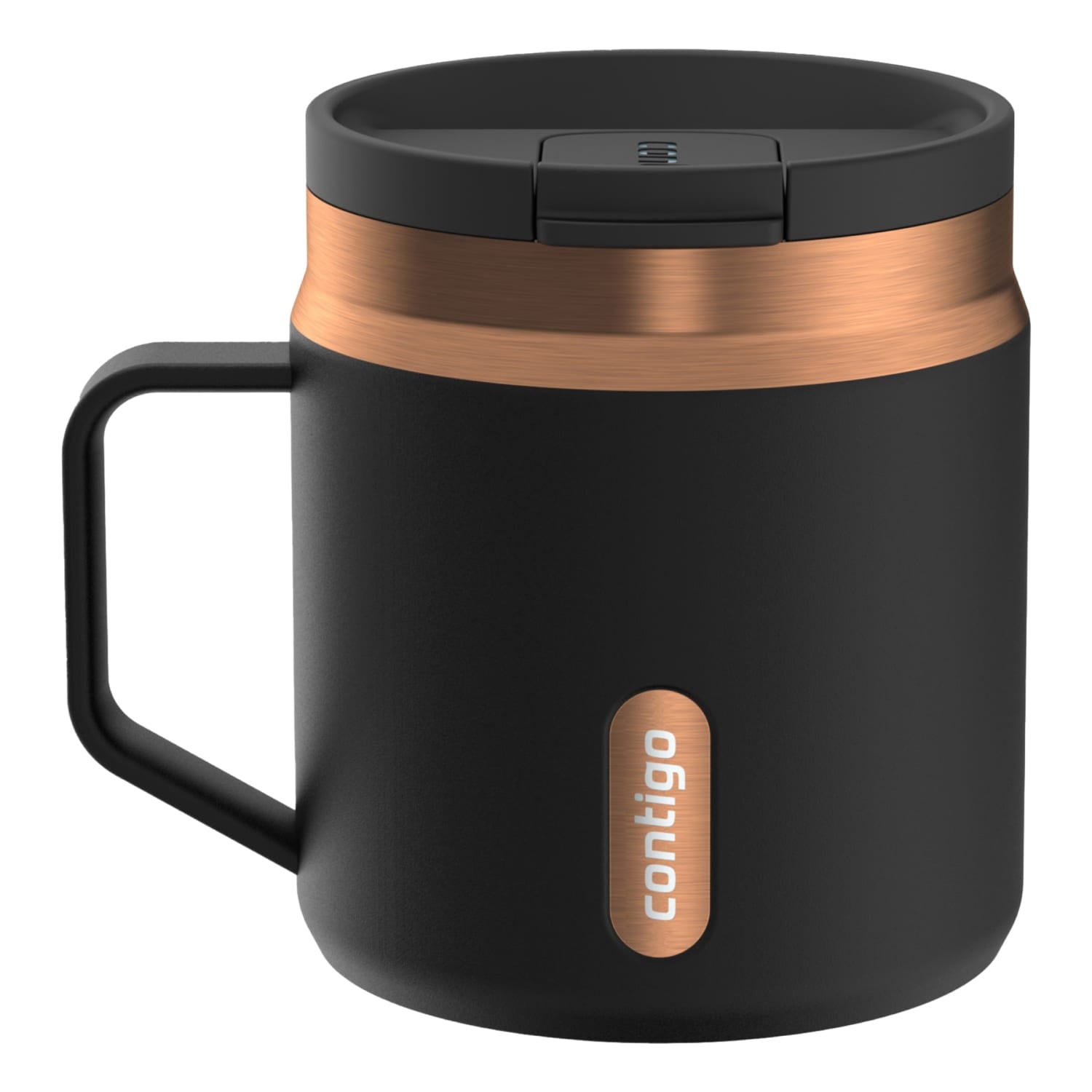 Contigo SnapSeal Leakproof Stainless Steel Reusable Travel Tumbler,Black/Bronze, 14 oz M27M