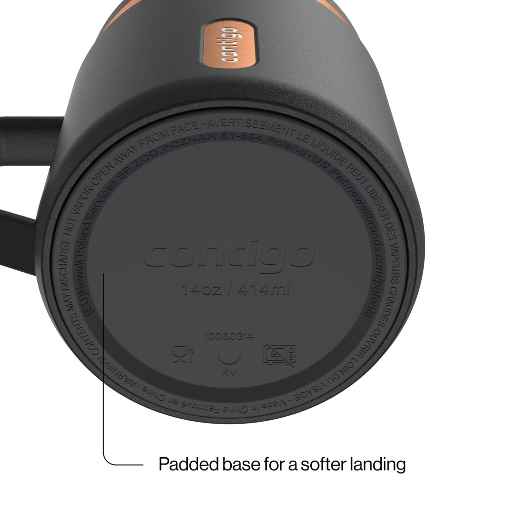 Contigo SnapSeal Leakproof Stainless Steel Reusable Travel Tumbler,Black/Bronze, 14 oz M27M