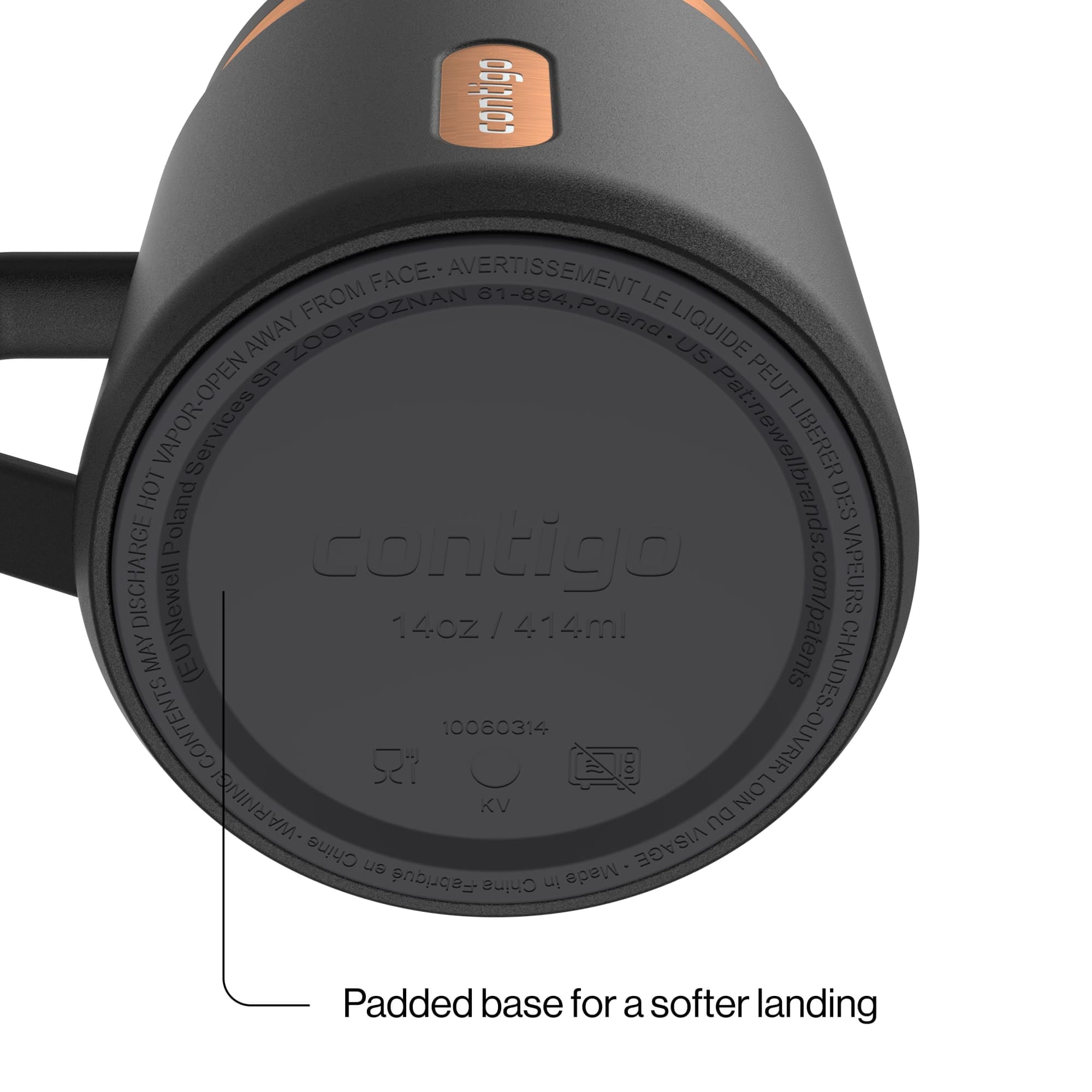 Contigo SnapSeal Leakproof Stainless Steel Reusable Travel Tumbler,Black/Bronze, 14 oz M27M