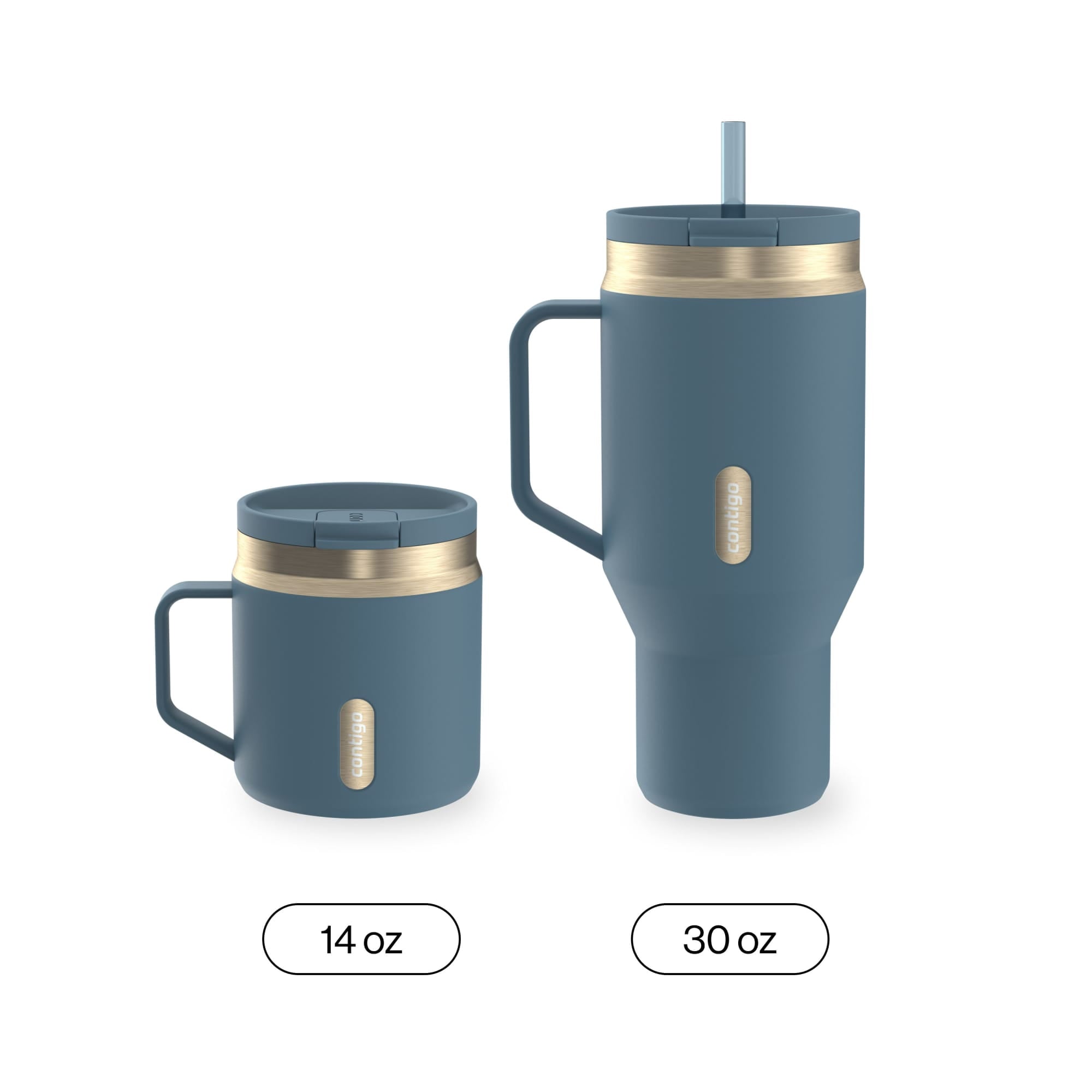 Contigo SnapSeal Leakproof Stainless Steel Reusable Travel Tumbler,Black/Bronze, 14 oz M27M