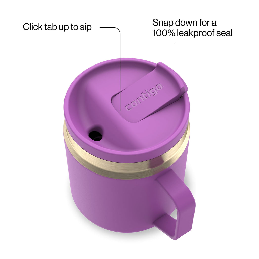 Contigo SnapSeal Leakproof Stainless Steel Reusable Travel Tumbler,Black/Bronze, 14 oz M27M