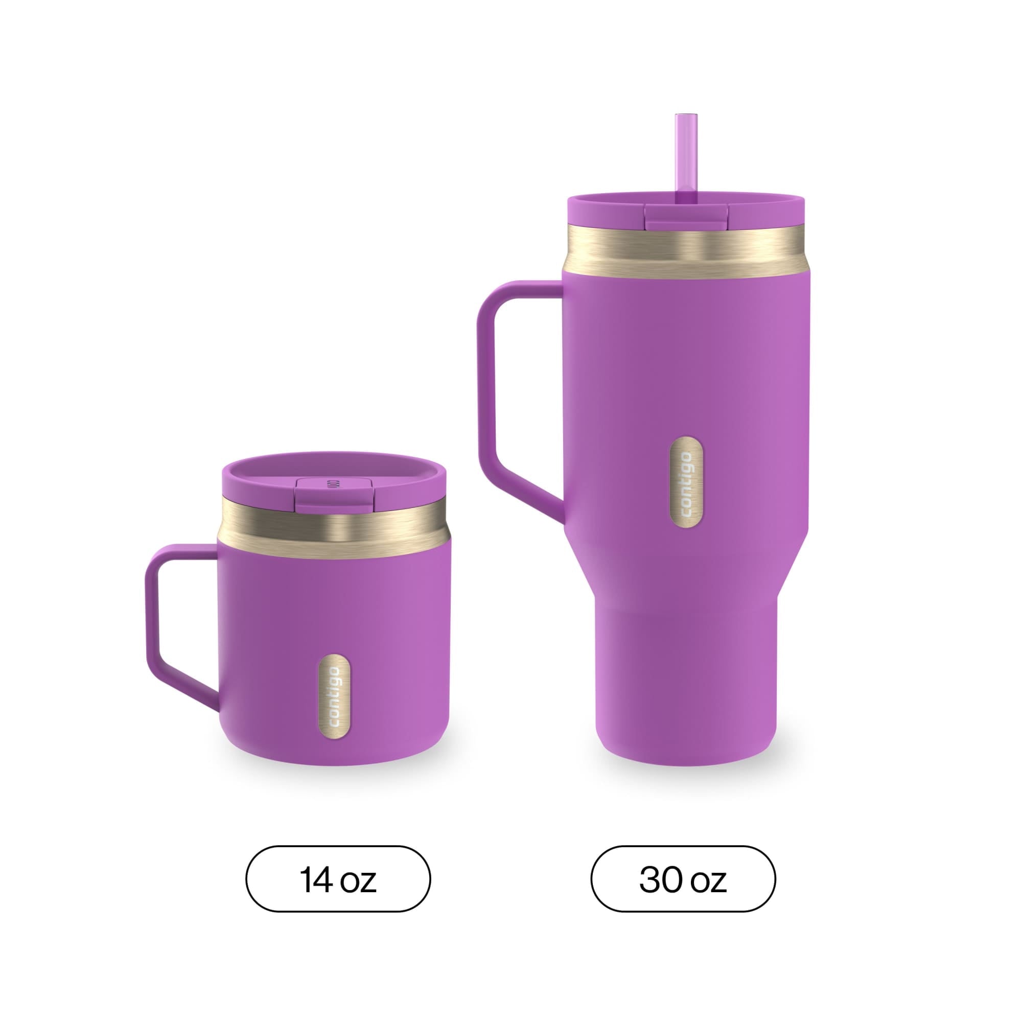 Contigo SnapSeal Leakproof Stainless Steel Reusable Travel Tumbler,Black/Bronze, 14 oz M27M
