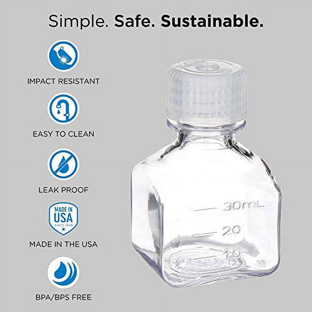 Nalgene Transparent Lexan Polycarbonate Square Storage Bottle - 8 oz. - Clear M184D