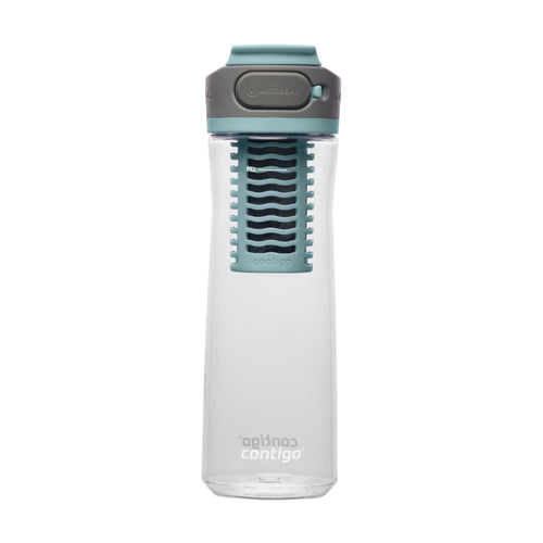 (2 pack) Contigo Clybourn Plastic FreeFlow Filter Water Bottle with AUTOSEAL Lid 24 oz., Salt, with Replacable Filter M53M