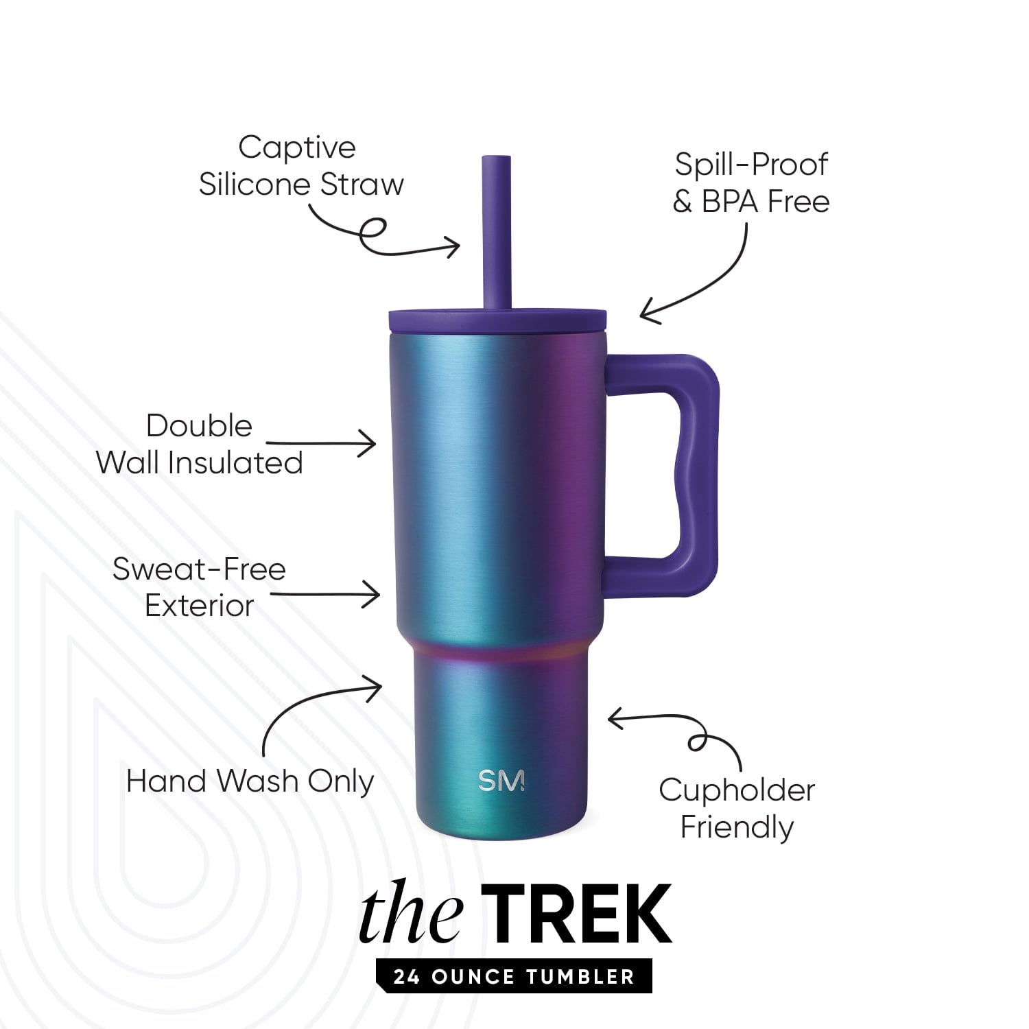 Simple Modern 24oz Trek Tumbler with handle and Silicone Straw Lid | Asteroid M411J