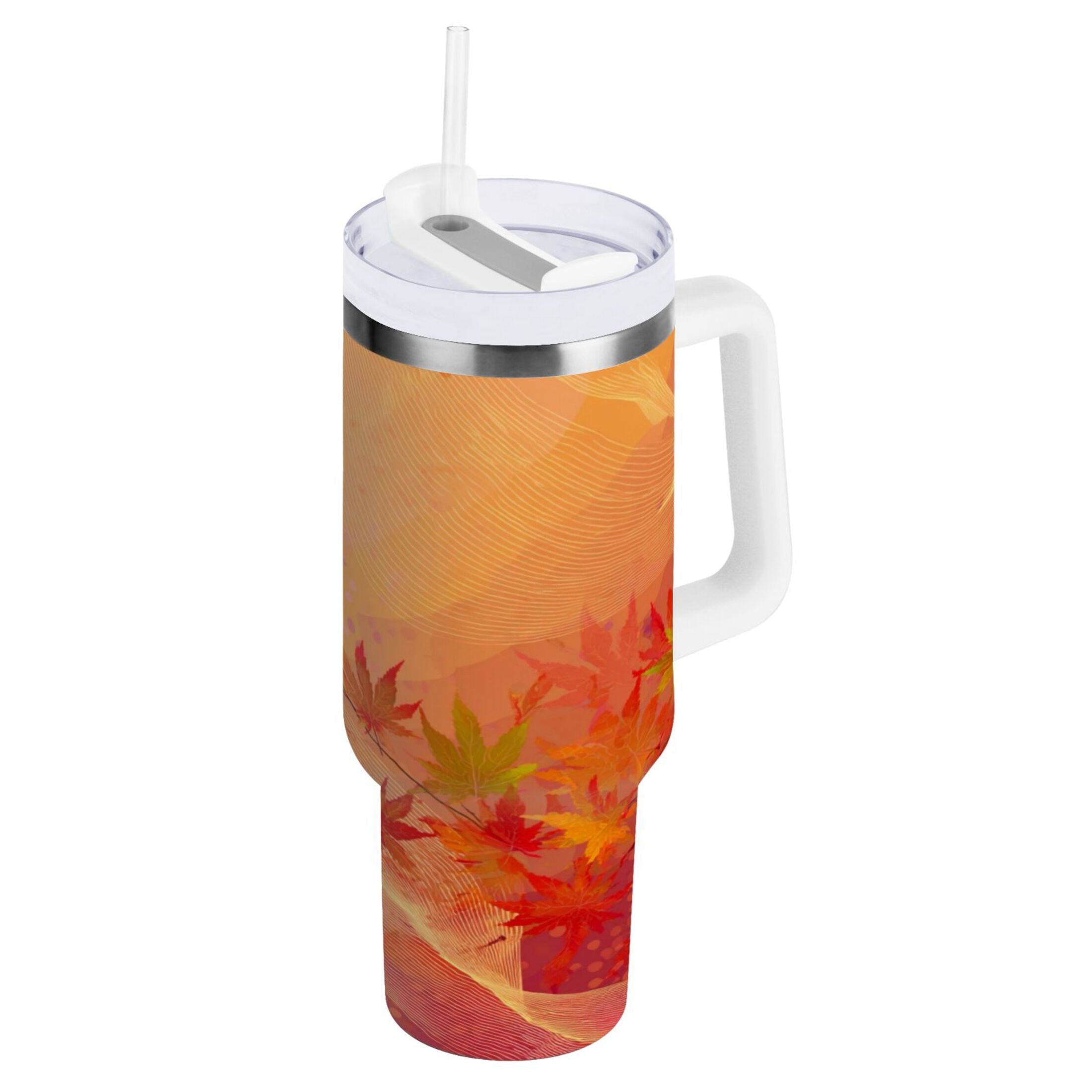 40 oz Insulated Stainless Steel Tumbler Double Wall Stainless Steel Tumbler with 2-Way Drinking Red Maple Leaves in Autumn M475T