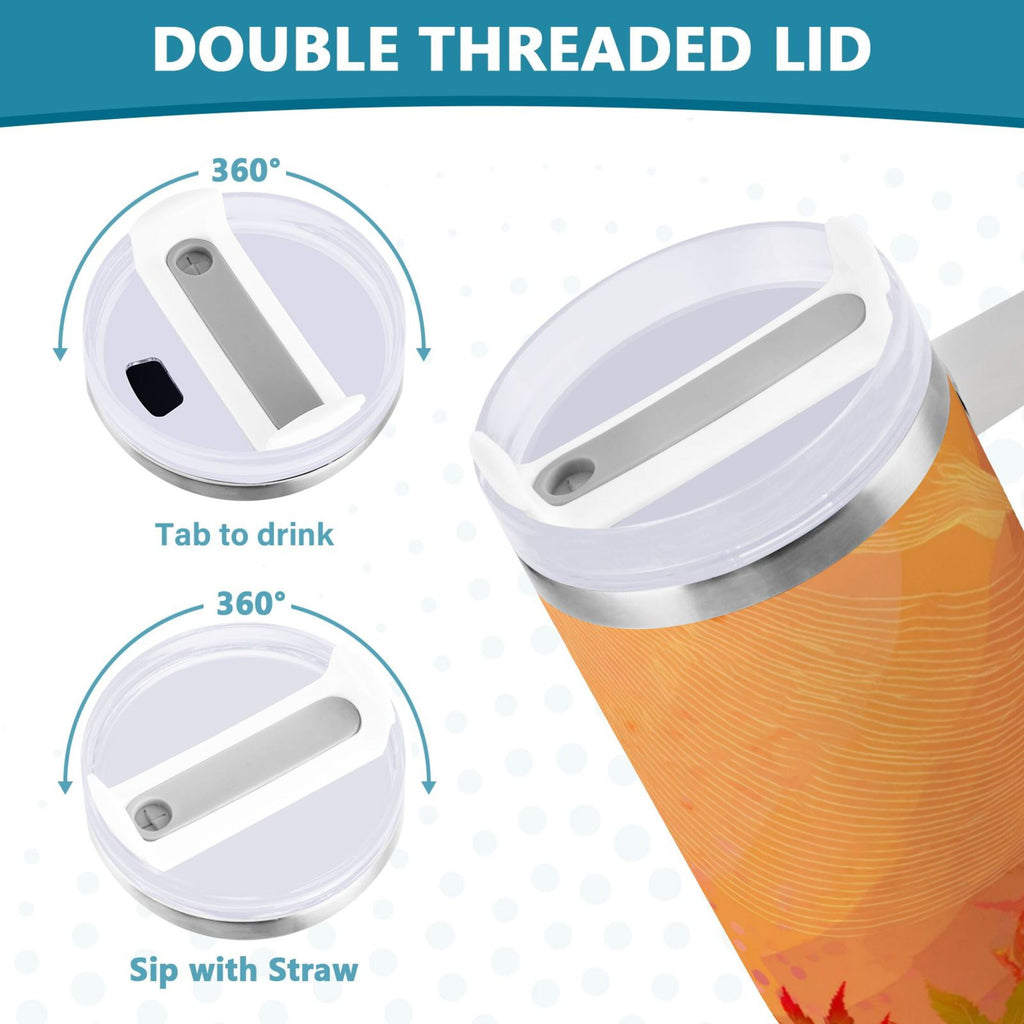 40 oz Insulated Stainless Steel Tumbler Double Wall Stainless Steel Tumbler with 2-Way Drinking Red Maple Leaves in Autumn M475T