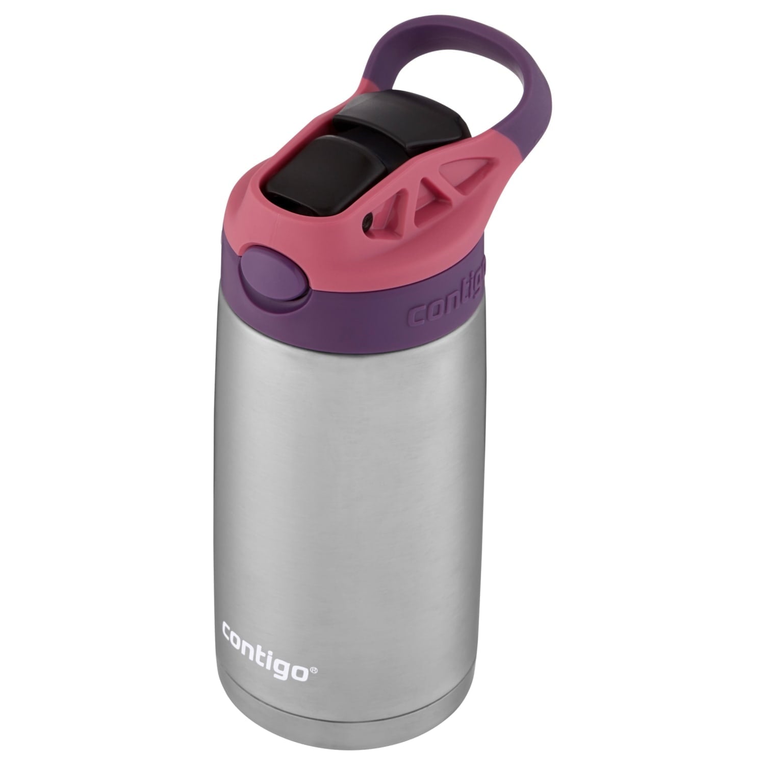 Contigo Kids Stainless Steel Water Bottle with Redesigned AUTOSPOUT Straw Lid Eggplant and Punch, 13 fl oz. M116C