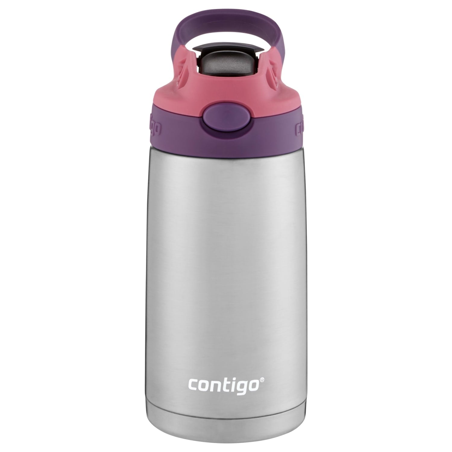 Contigo Kids Stainless Steel Water Bottle with Redesigned AUTOSPOUT Straw Lid Eggplant and Punch, 13 fl oz. M116C