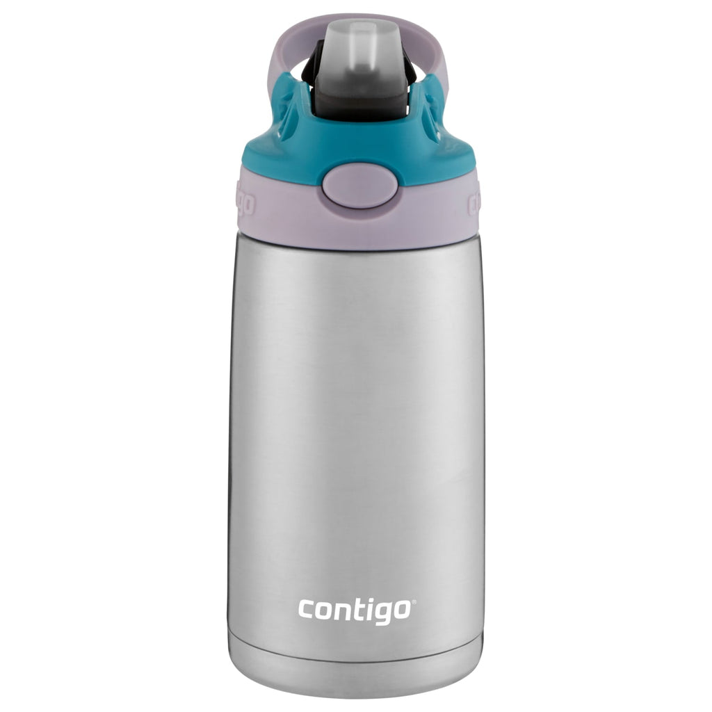 Contigo Kids Stainless Steel Water Bottle with Redesigned AUTOSPOUT Straw Lid Eggplant and Punch, 13 fl oz. M116C