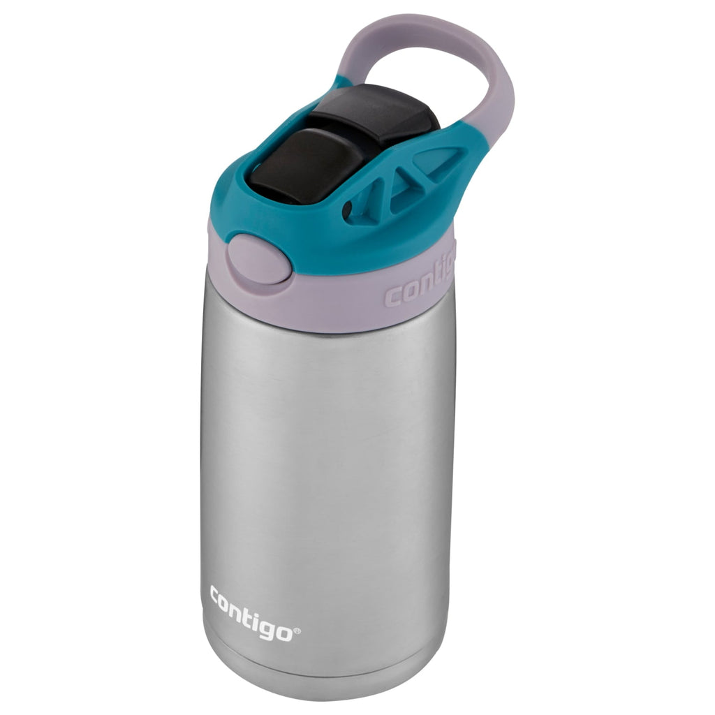 Contigo Kids Stainless Steel Water Bottle with Redesigned AUTOSPOUT Straw Lid Eggplant and Punch, 13 fl oz. M116C