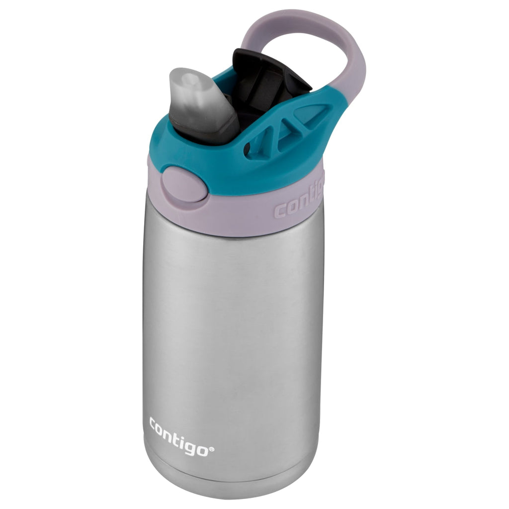 Contigo Kids Stainless Steel Water Bottle with Redesigned AUTOSPOUT Straw Lid Eggplant and Punch, 13 fl oz. M116C