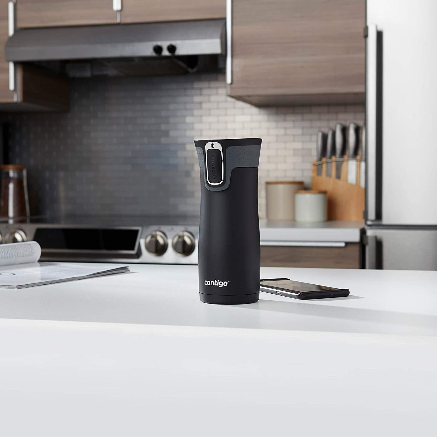 Contigo AUTOSEAL West Loop 2.0 Travel Mug, 16 oz., Stainless Steel with Black Button M98Z
