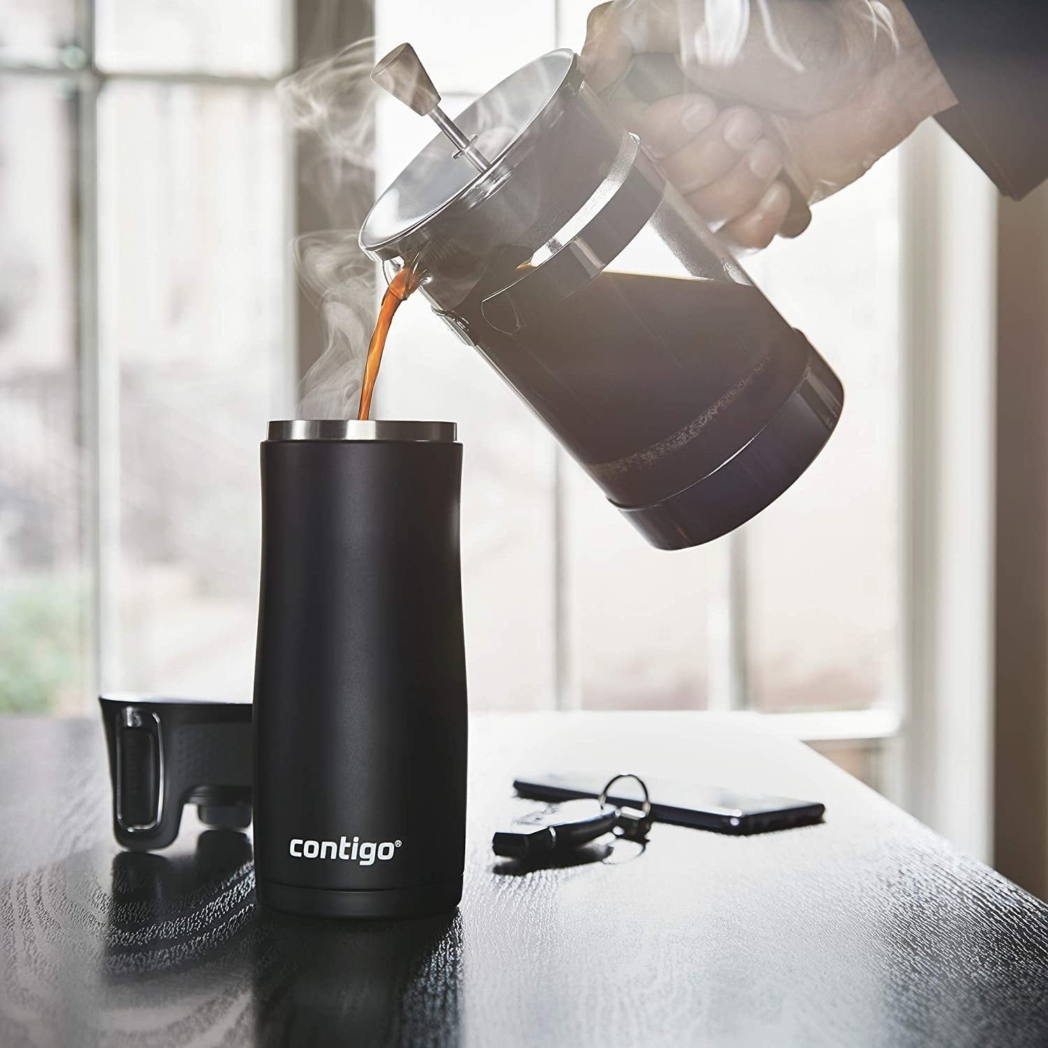 Contigo AUTOSEAL West Loop 2.0 Travel Mug, 16 oz., Stainless Steel with Black Button M98Z