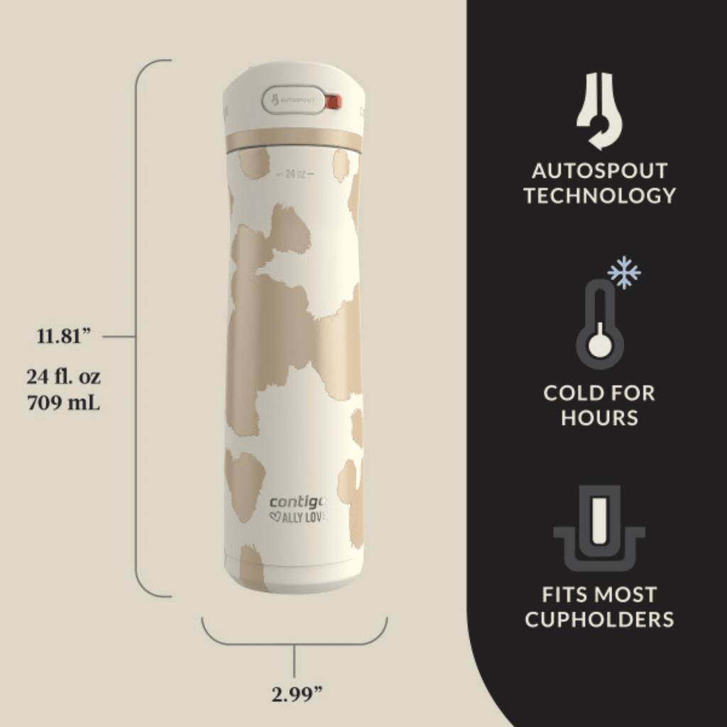 Contigo x Ally Love Ashland Chill 2.0 Stainless Steel Water Bottle with Autospout Lid, 24 oz, Oatmilk M92W