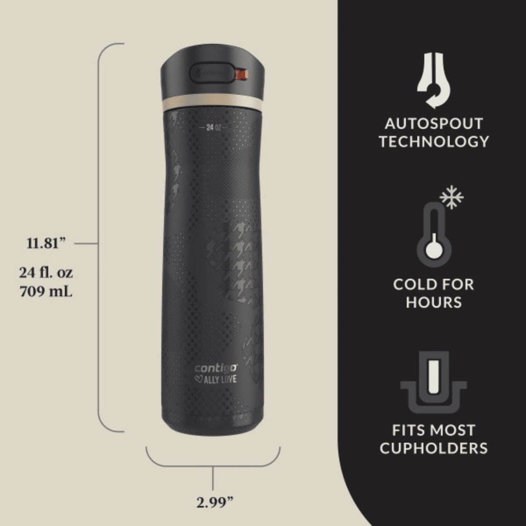 Contigo x Ally Love Ashland Chill 2.0 Stainless Steel Water Bottle with Autospout Lid, 24 oz, Oatmilk M92W