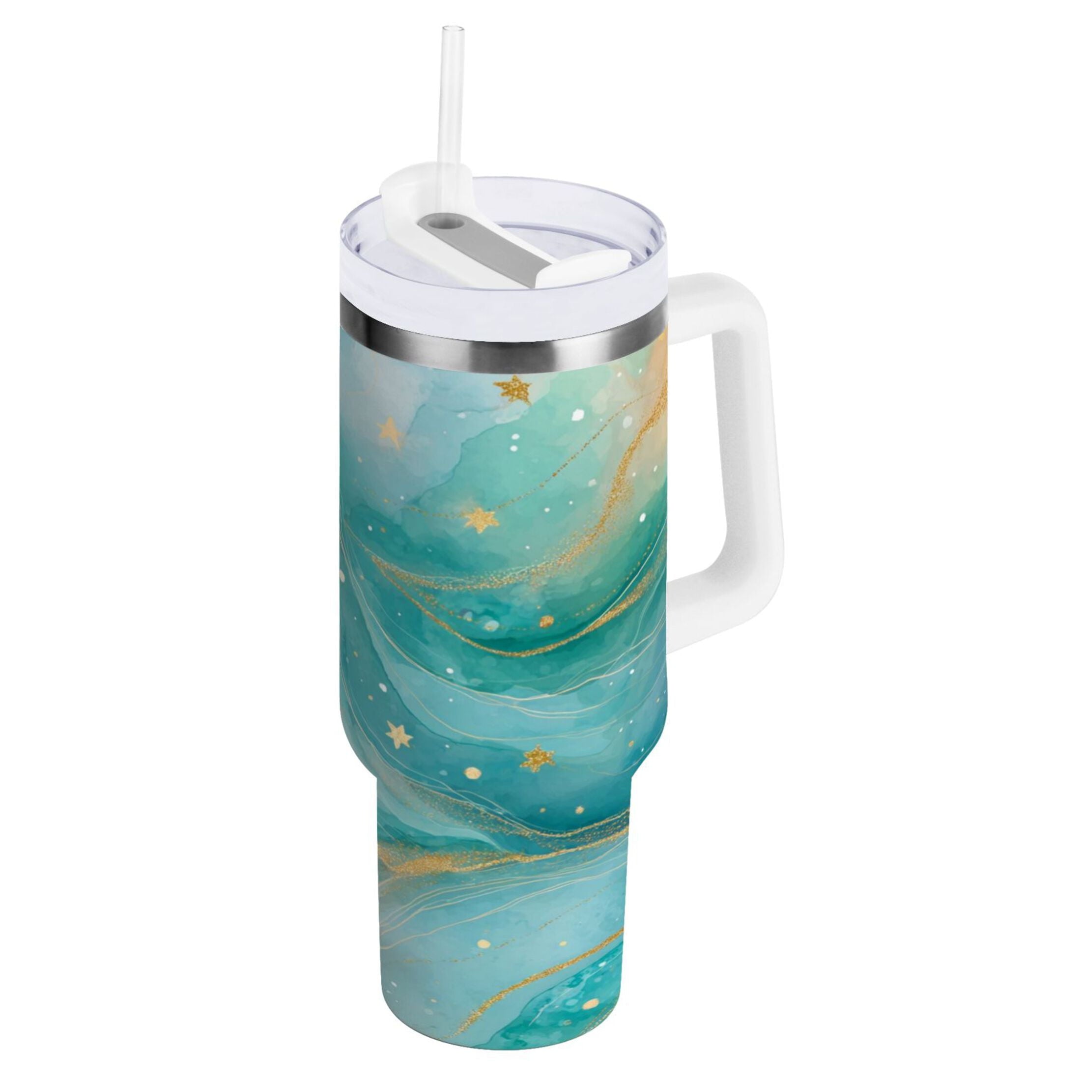 40 oz Insulated Stainless Steel Tumbler Double Wall Stainless Steel Tumbler with 2-Way Drinking Beautiful Watercolor Stars M530R