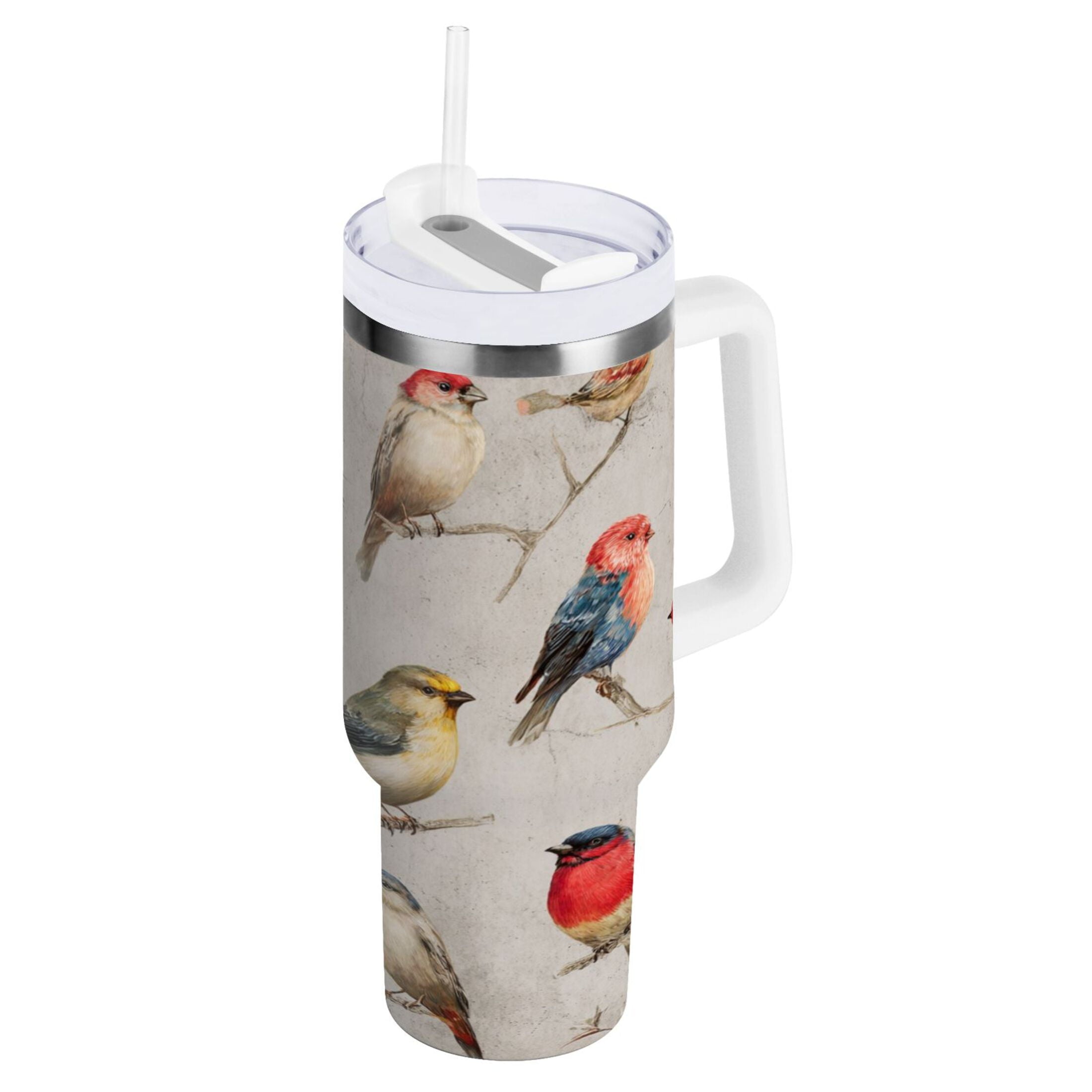 40 oz Insulated Stainless Steel Tumbler Double Wall Stainless Steel Tumbler with 2-Way Drinking Birds Pattern M612F