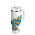 40 oz Insulated Stainless Steel Tumbler Double Wall Stainless Steel Tumbler with 2-Way Drinking Intricately Butterfly M484V