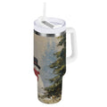 40 oz Insulated Stainless Steel Tumbler Double Wall Stainless Steel Tumbler with 2-Way Drinking Moody Snowman Couple M671Z