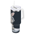 40 oz Insulated Stainless Steel Tumbler Double Wall Stainless Steel Tumbler with 2-Way Drinking Rabbit in A Space M673N