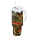 40 oz Insulated Stainless Steel Tumbler Double Wall Stainless Steel Tumbler with 2-Way Drinking Red Mushrooms M505Z
