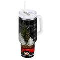 40 oz Insulated Stainless Steel Tumbler Double Wall Stainless Steel Tumbler with 2-Way Drinking Red Truck with Christmas Tree M669K