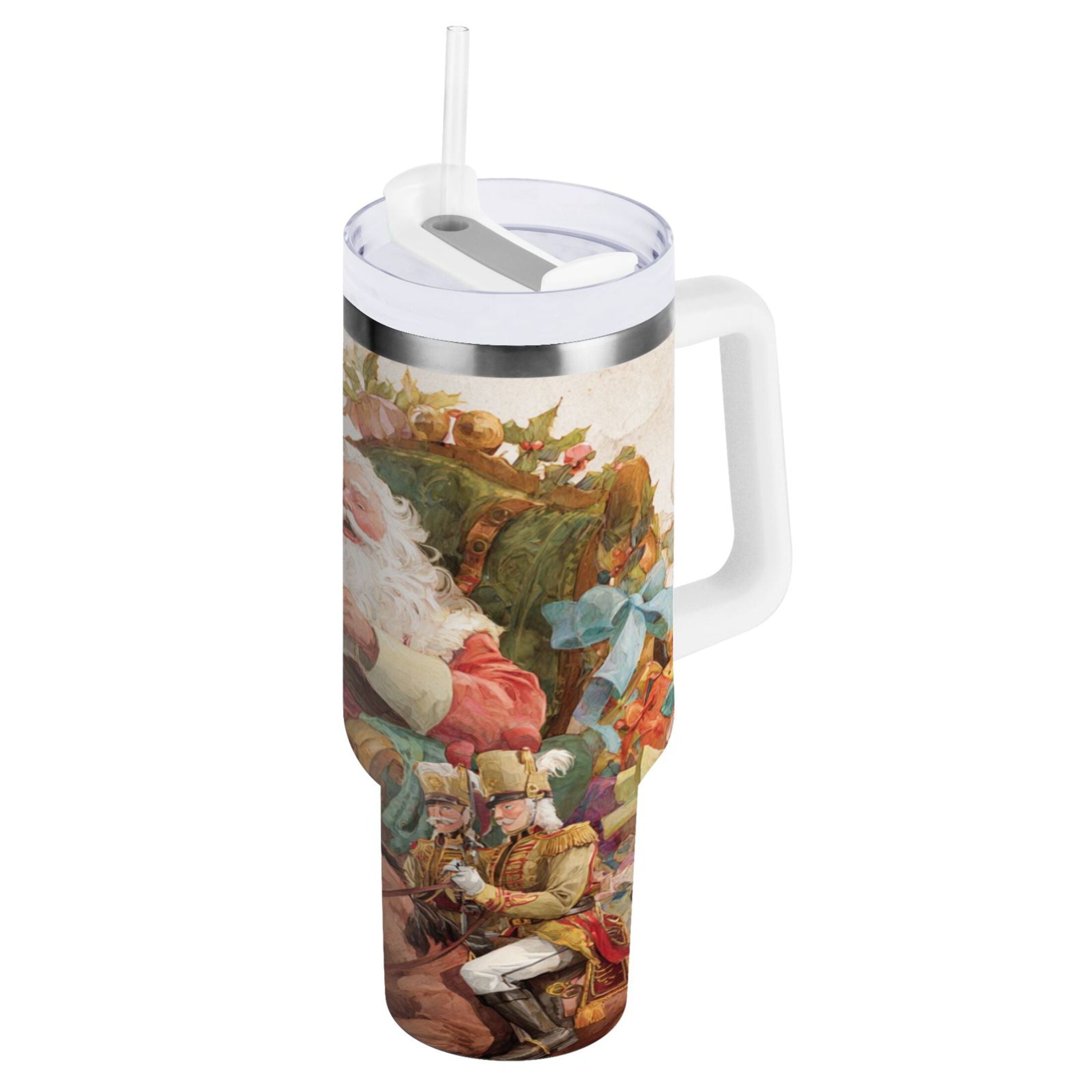 30 oz Insulated Stainless Steel Tumbler Double Wall Stainless Steel Tumbler with 2-Way Drinking Santa Claus Sitting in Chair M682M