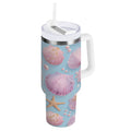 40 oz Insulated Stainless Steel Tumbler Double Wall Stainless Steel Tumbler with 2-Way Drinking Seashells and Pearls Pattern M569Q