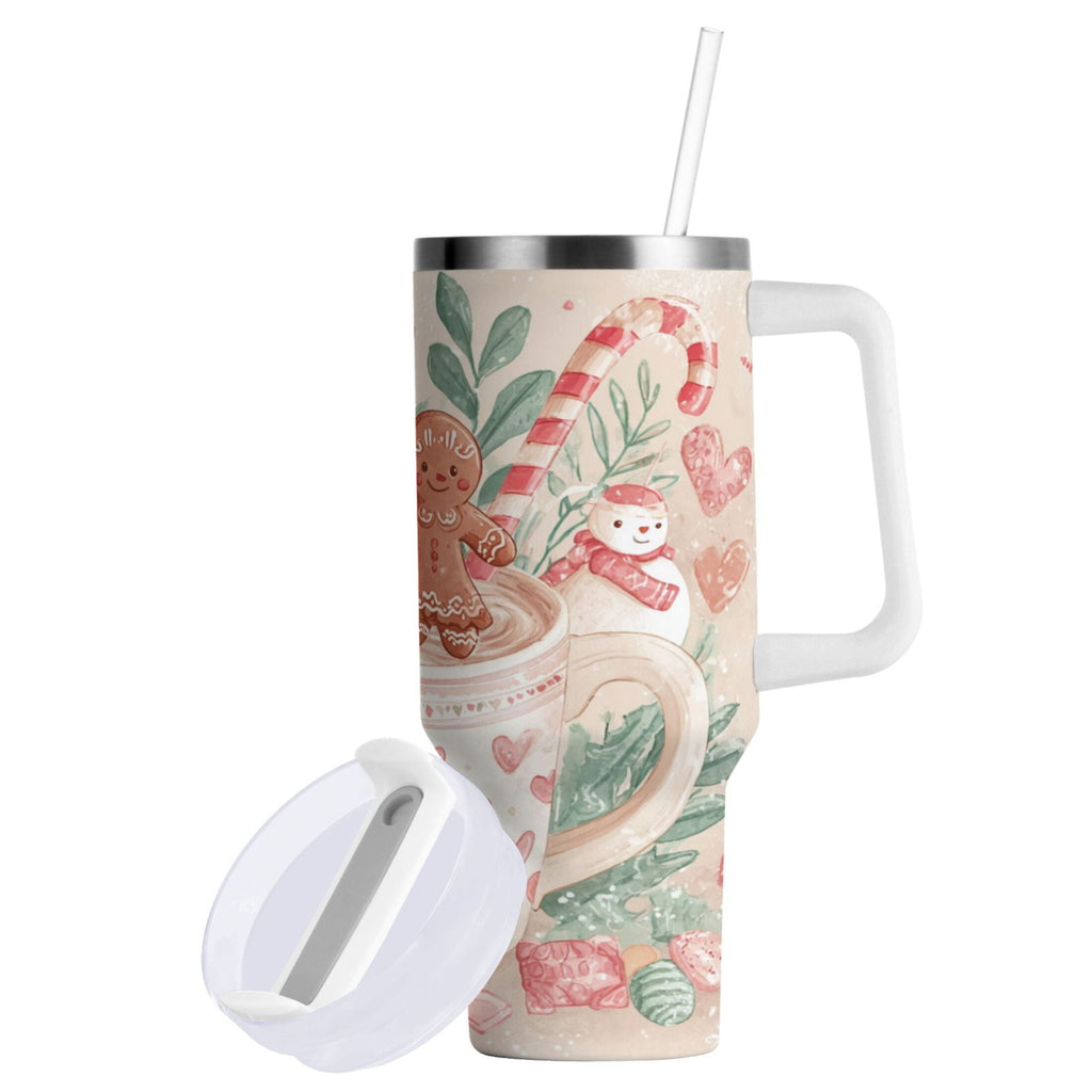 30 oz Insulated Stainless Steel Tumbler Double Wall Stainless Steel Tumbler with 2-Way Drinking Cute Christmas Design M600R