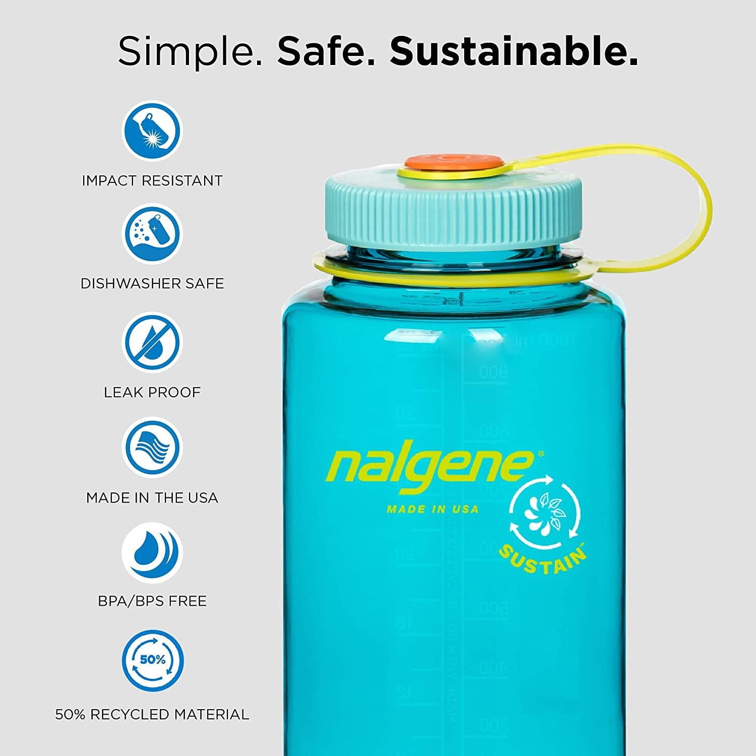 Nalgene Sustain 32 oz. Wide Mouth Water Bottle - Indigo M136B