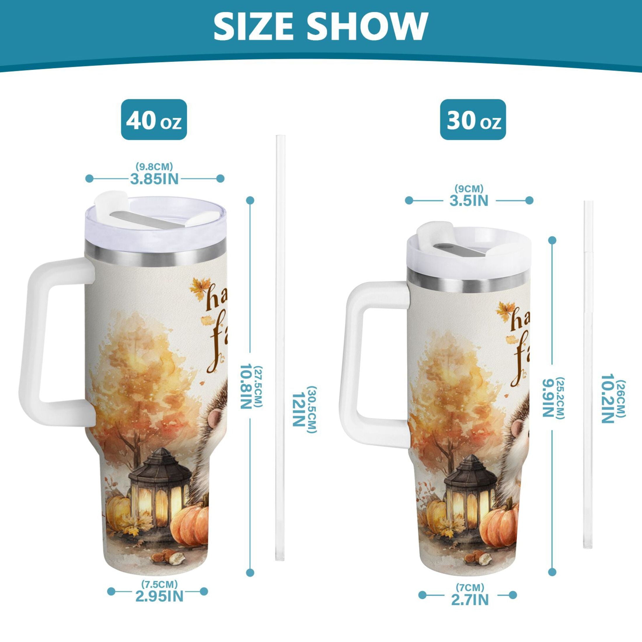 30 oz Insulated Stainless Steel Tumbler Double Wall Stainless Steel Tumbler with 2-Way Drinking Cute Little Hedgehog M625J
