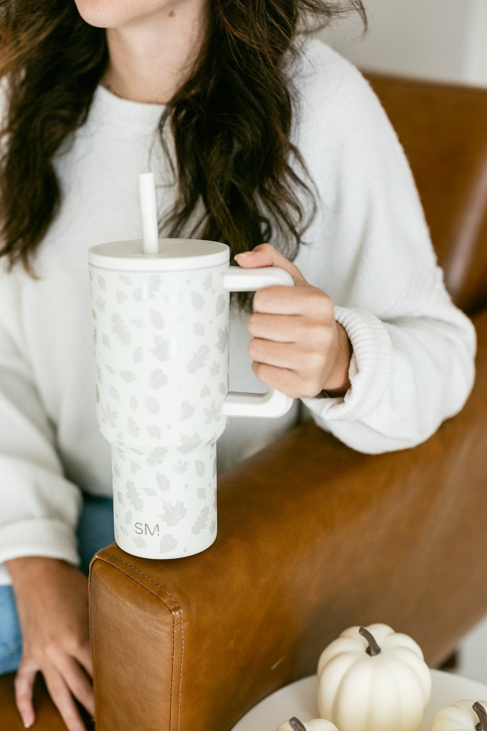 Simple Modern 30 fl oz Insulated Stainless Steel Trek Tumbler with Straw Lid | Seaglass Sage and Cream Checkmate M690W