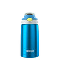 Kids Water Bottle with Straw 13 oz Autospout, Easy Clean Lid, Pop Up Spill Proof Valve, Durable BPA Free Plastic, for School Sports Travel, Blue M60W
