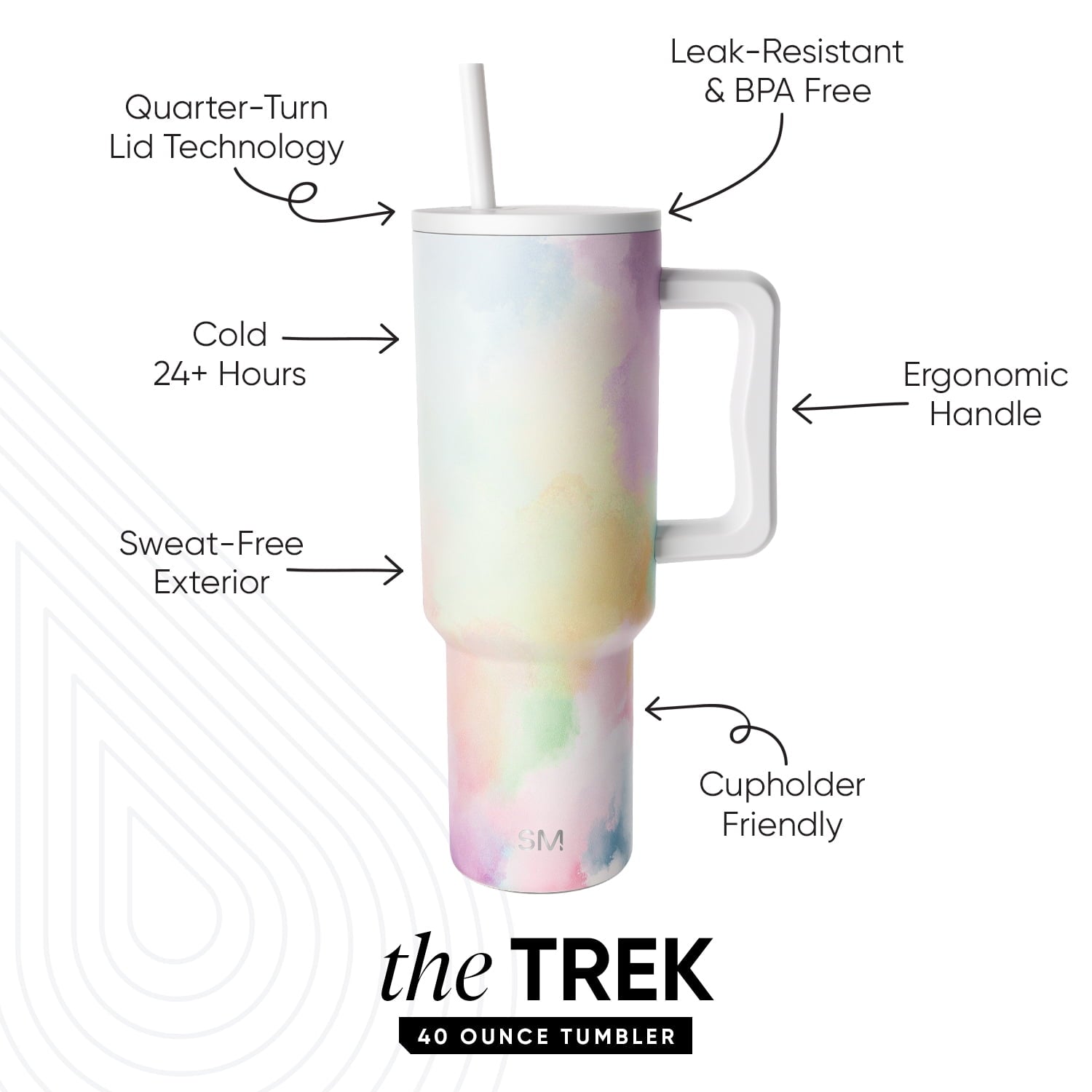 Simple Modern 40 fl oz Insulated Stainless Steel Trek Tumbler with Straw Lid | Blush M392N