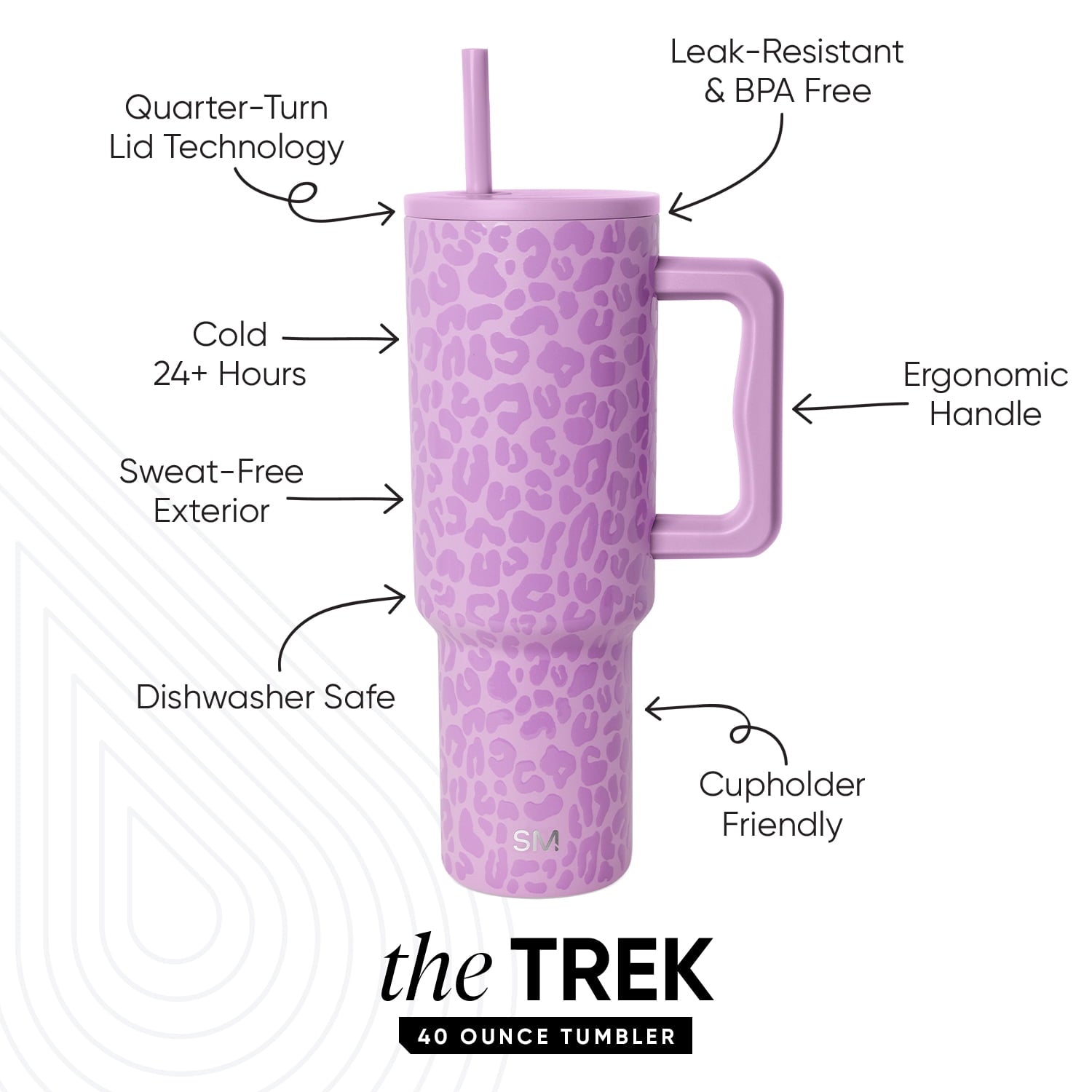 Simple Modern 40 fl oz Insulated Stainless Steel Trek Tumbler with Straw Lid | Blush M392N