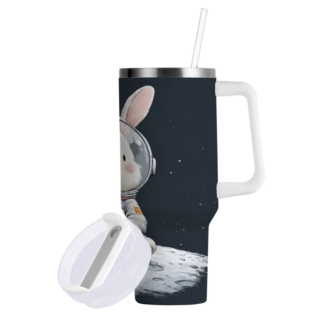 40 oz Insulated Stainless Steel Tumbler Double Wall Stainless Steel Tumbler with 2-Way Drinking Rabbit in A Space M673N