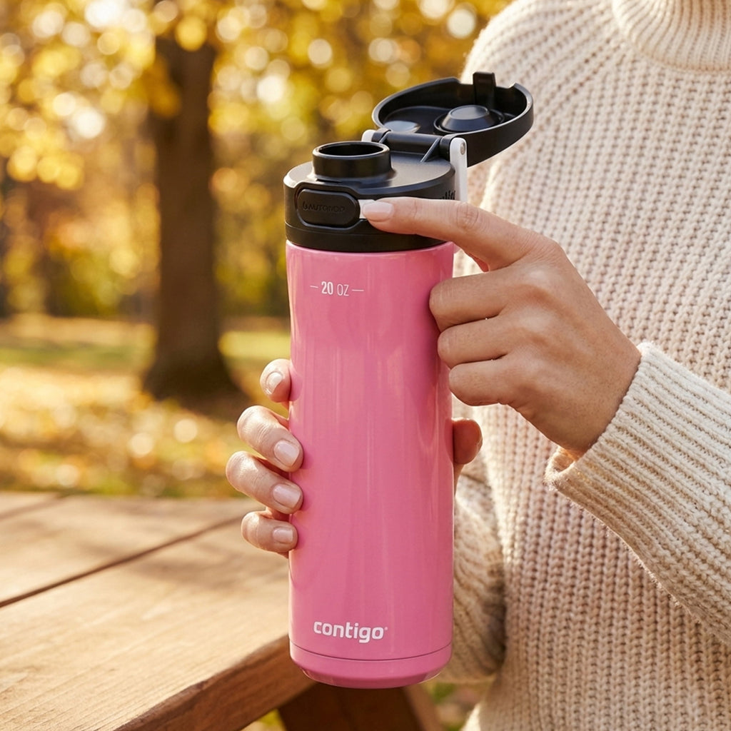 Contigo Jackson Chill 2.0 Stainless Steel Water Bottle with AUTOPOP Lid, 20 Ounces, Azalea M85W