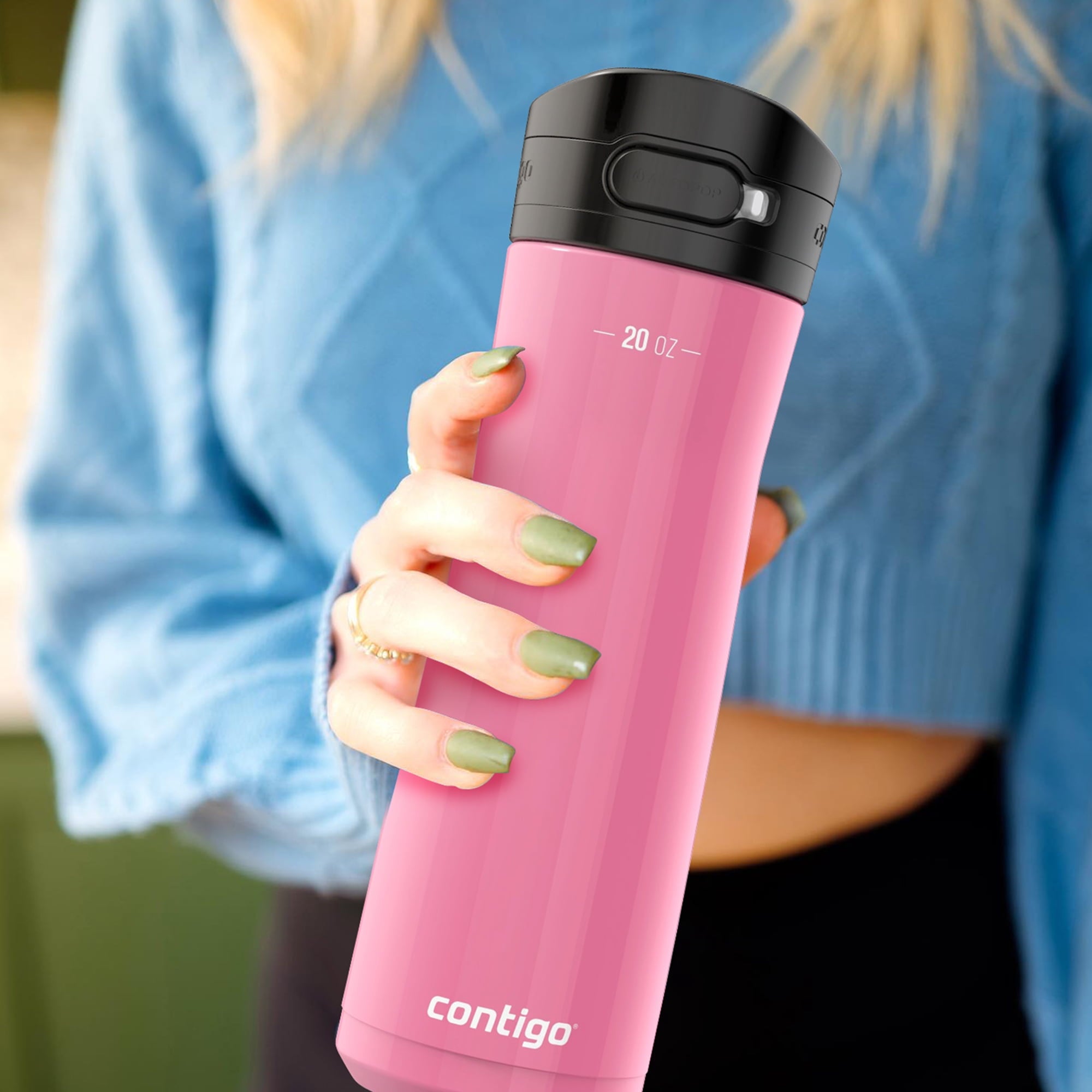 Contigo Jackson Chill 2.0 Stainless Steel Water Bottle with AUTOPOP Lid, 20 Ounces, Azalea M85W
