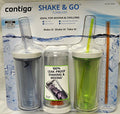 Contigo Shake &amp; Go Plastic Tumblers - Set of 3 (Green Navy &amp; Clear) M108A