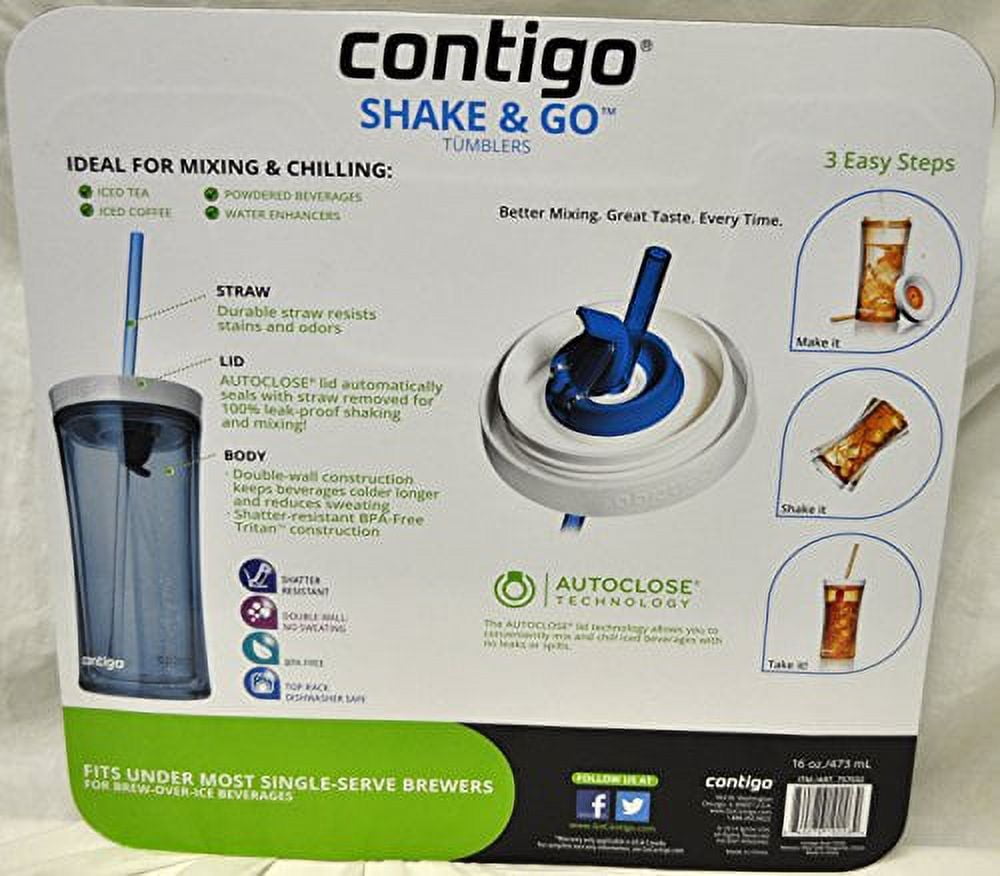 Contigo Shake &amp; Go Plastic Tumblers - Set of 3 (Green Navy &amp; Clear) M108A