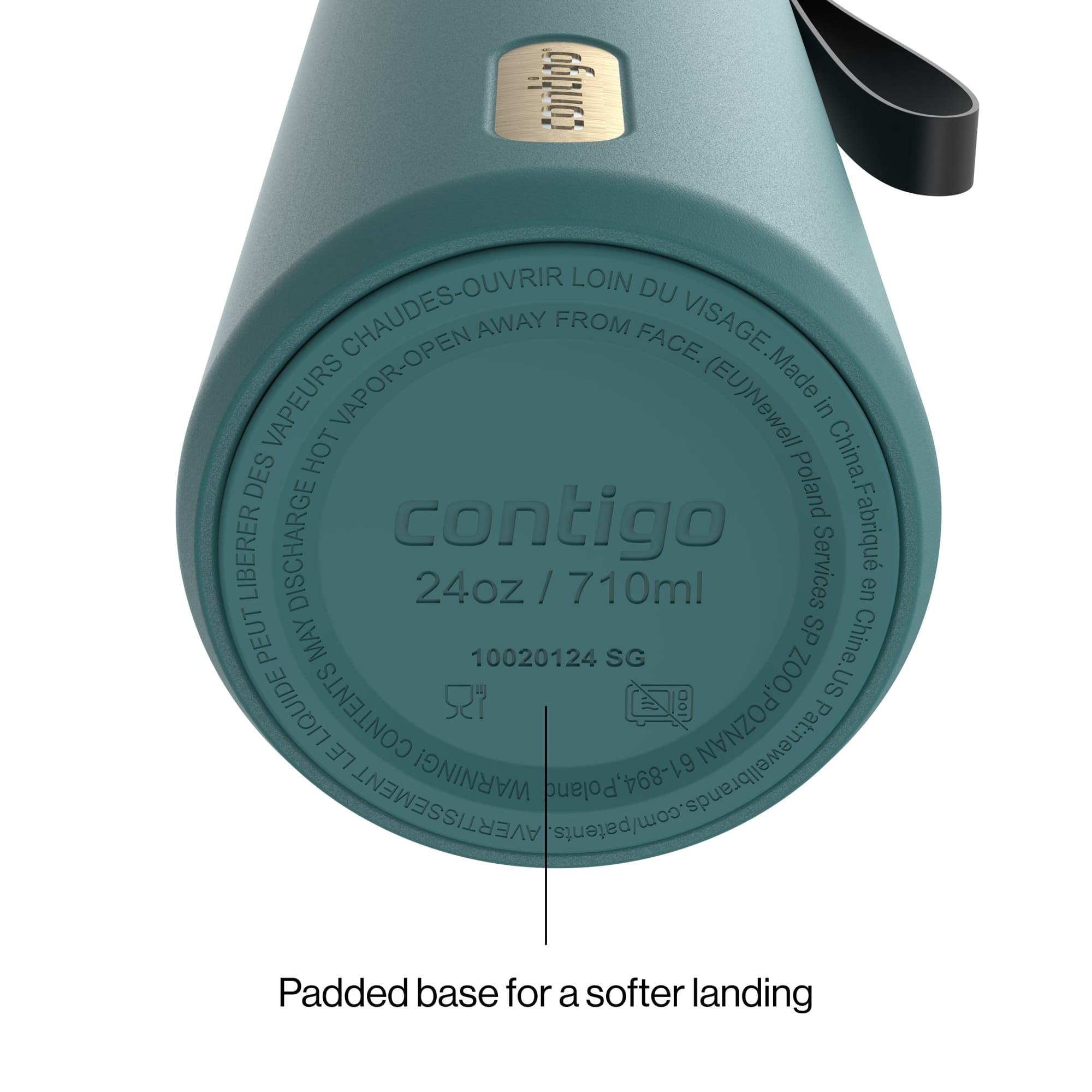 Contigo AutoSeal Leakproof Stainless Steel Reusable Water Bottle Tumbler with Carrying Strap, Cream/Champagne, 24 oz M19Q
